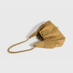 Women's Vegan Leather Quilted Drawstring Chain Hobo Shoulder Bag with Gold Hardware