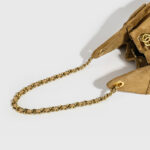 Women's Vegan Leather Quilted Drawstring Chain Hobo Shoulder Bag with Gold Hardware