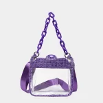 Women's Rhinestone Stadium Approved Clear Chain Crossbody Bag