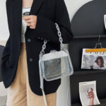 Women's Rhinestone Stadium Approved Clear Chain Crossbody Bag