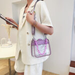 Women's Rhinestone Stadium Approved Clear Chain Crossbody Bag