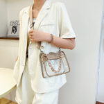Women's Rhinestone Stadium Approved Clear Chain Crossbody Bag