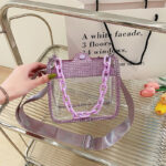 Women's Rhinestone Stadium Approved Clear Chain Crossbody Bag
