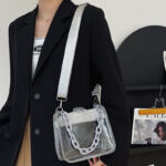 Women's Rhinestone Stadium Approved Clear Chain Crossbody Bag