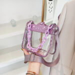 Women's Rhinestone Stadium Approved Clear Chain Crossbody Bag