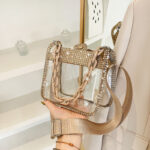 Women's Rhinestone Stadium Approved Clear Chain Crossbody Bag
