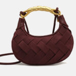 Petit sac à main en métal PU tissé avec sangle pour le corps de la femme