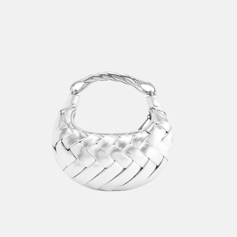 Petit sac à main en métal PU tissé avec sangle pour le corps de la femme