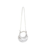 Petit sac à main en métal PU tissé avec sangle pour le corps de la femme