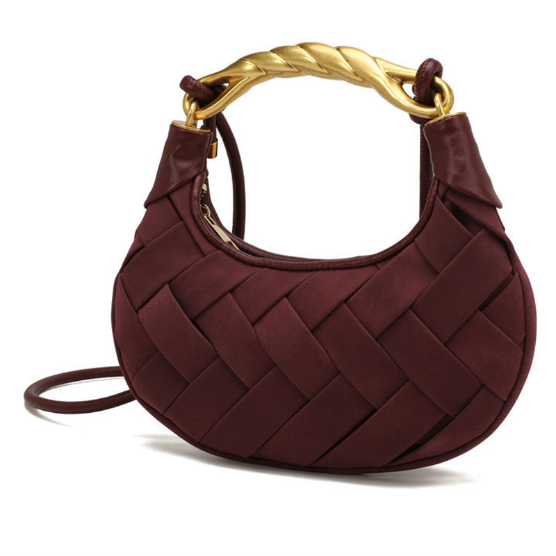 Petit sac à main en métal PU tissé avec sangle pour le corps de la femme