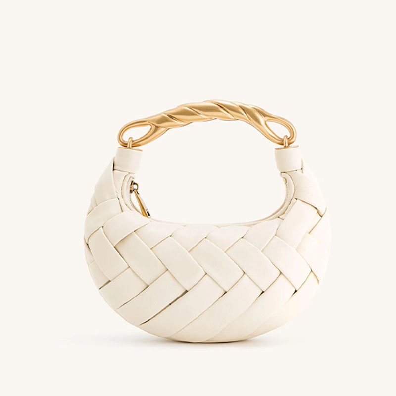 Petit sac à main en métal PU tissé avec sangle pour le corps de la femme