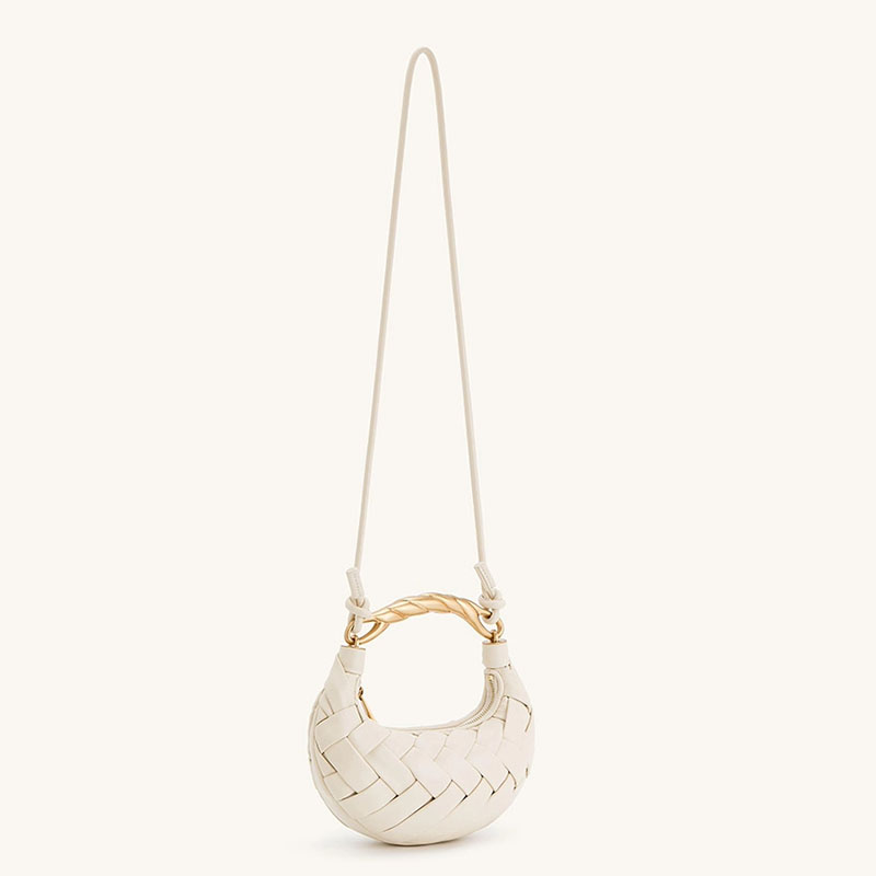 Petit sac à main en métal PU tissé avec sangle pour le corps de la femme