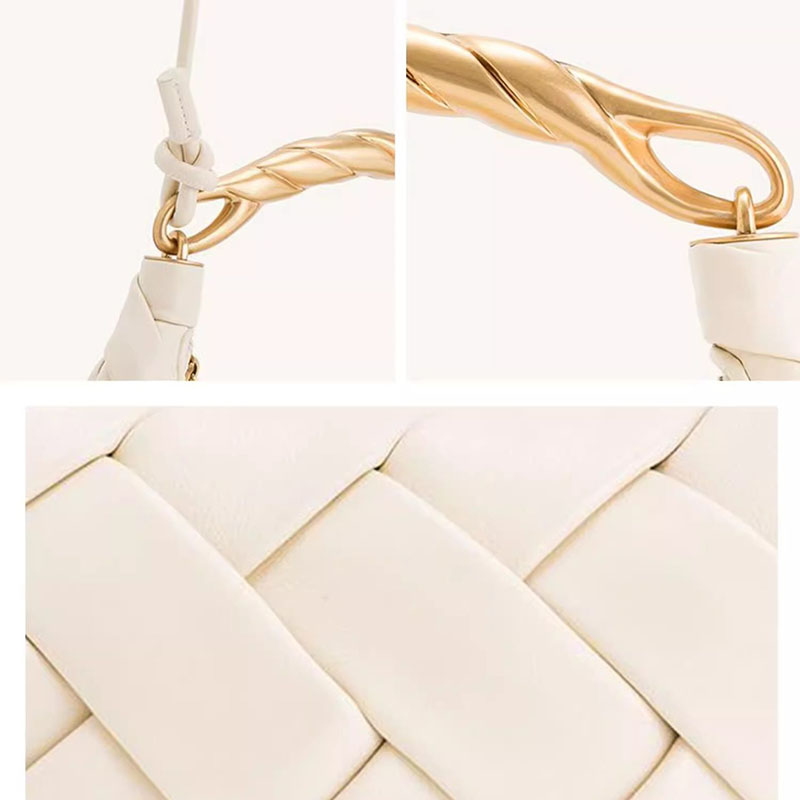 Petit sac à main en métal PU tissé avec sangle pour le corps de la femme