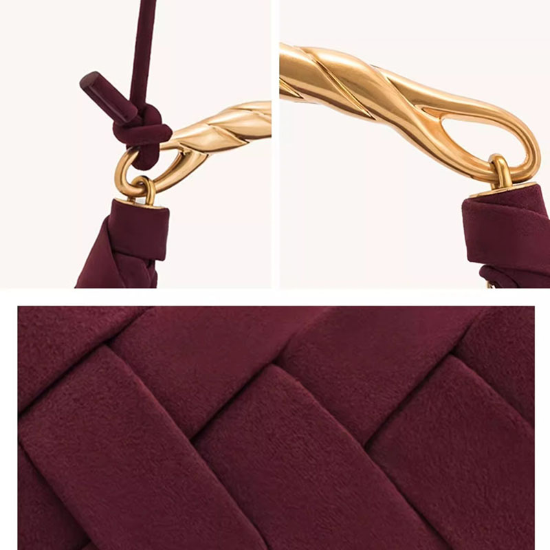 Petit sac à main en métal PU tissé avec sangle pour le corps de la femme