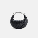 Petit sac à main en métal PU tissé avec sangle pour le corps de la femme