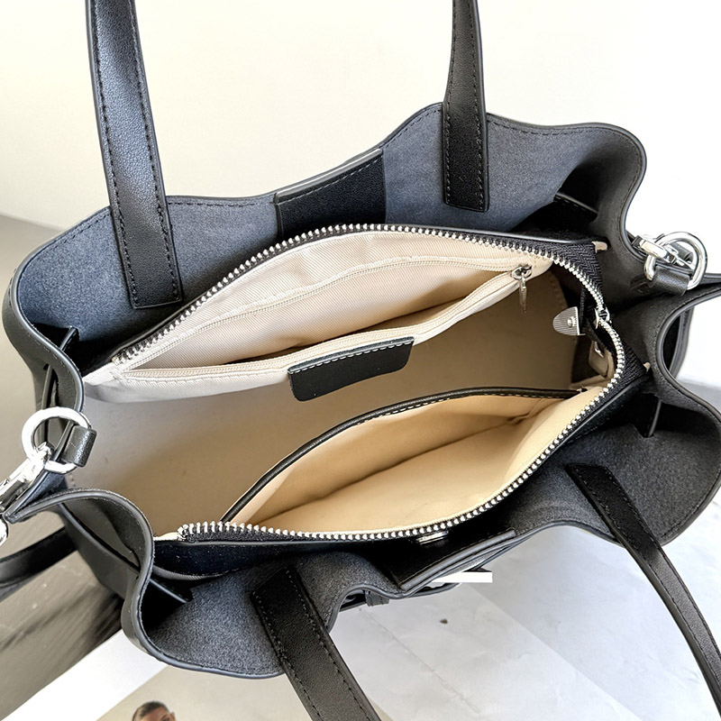 Women's Split Leather Buckle Shoulder Crossbody Tote Bag