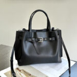 Women's Split Leather Buckle Shoulder Crossbody Tote Bag