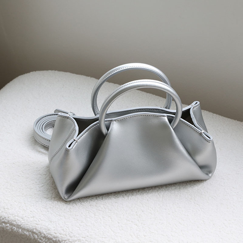 Sac à main supérieur plissé en cuir nuage fendu pour femmes
