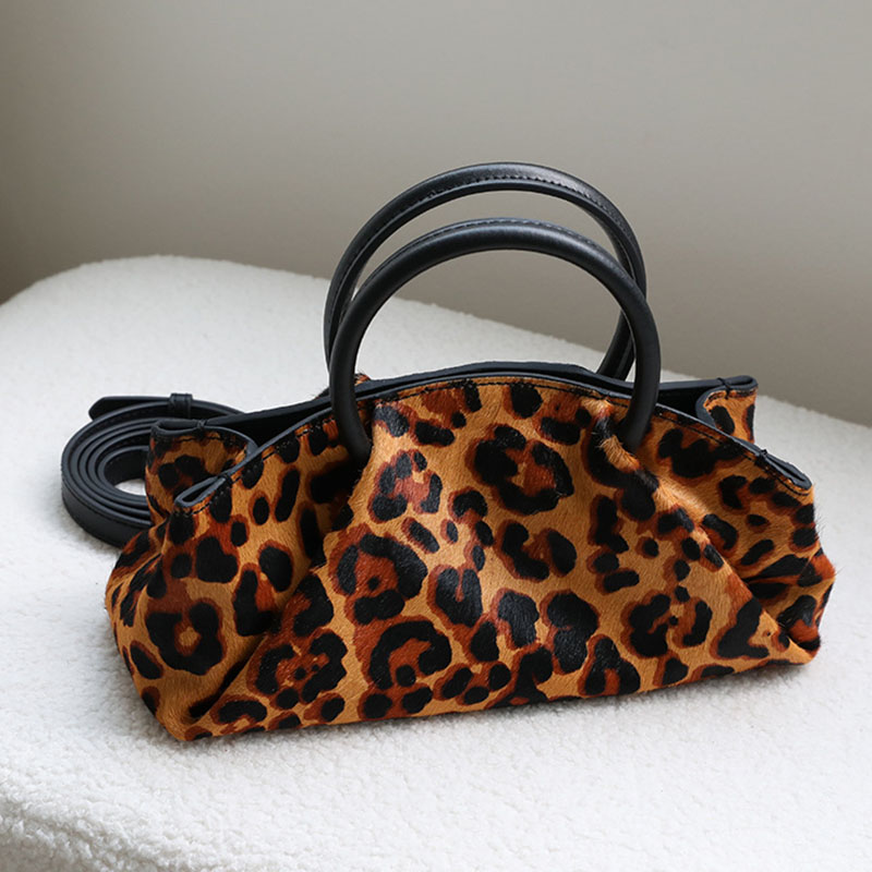 Sac à main supérieur plissé en cuir nuage fendu pour femmes