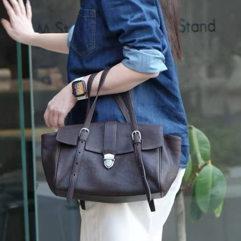 Sac à bandoulière à rabat en cuir fendu pour femmes