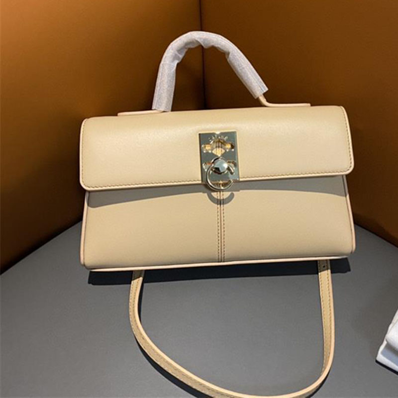 Sac à main en cuir fendu à rabat et à sangle pour femmes, en or et en métal dur