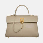 Sac à main en cuir fendu à rabat et à sangle pour femmes, en or et en métal dur