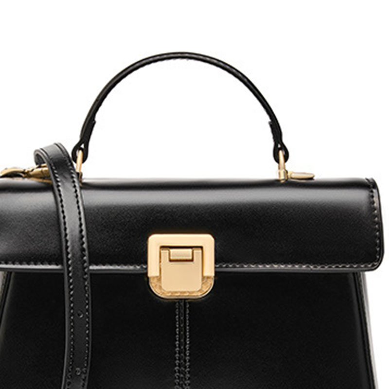 Sac à main en cuir fendu avec fermeture en mors de cheval et bandoulière pour femmes