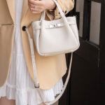 Women's Split Leather Turn-Lock Crossbody Bucket Handbag