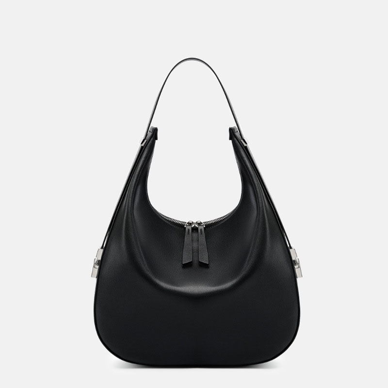 Women's Split Leather Zipper Closure Shoulder Hobo Bag