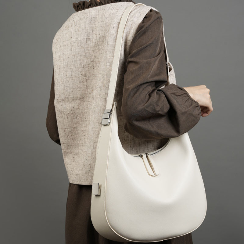 Women's Split Leather Zipper Closure Shoulder Hobo Bag