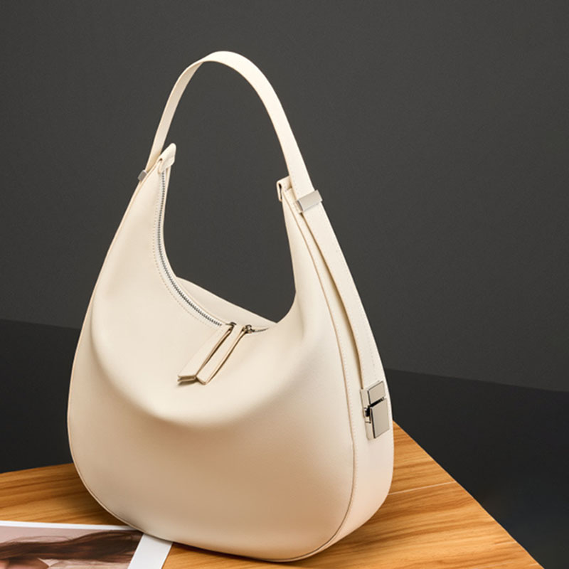 Women's Split Leather Zipper Closure Shoulder Hobo Bag