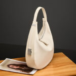 Women's Split Leather Zipper Closure Shoulder Hobo Bag