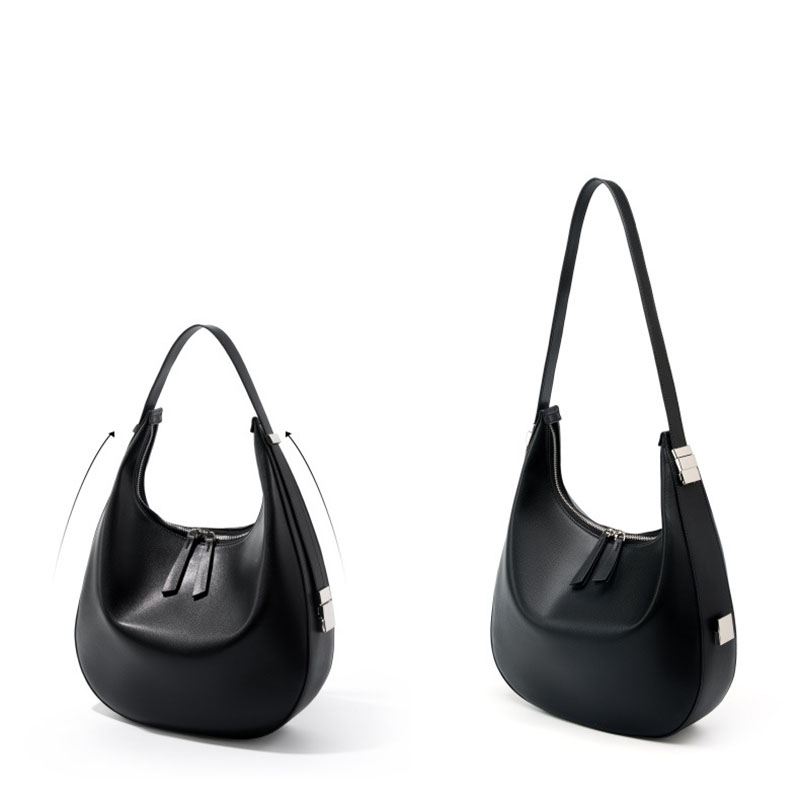 Women's Split Leather Zipper Closure Shoulder Hobo Bag