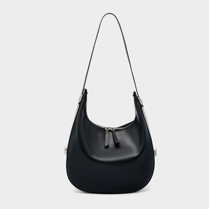 Women's Split Leather Zipper Closure Shoulder Hobo Bag