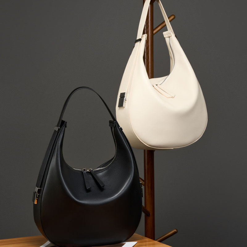 Women's Split Leather Zipper Closure Shoulder Hobo Bag
