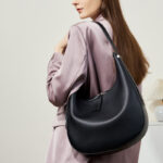 Women's Split Leather Zipper Closure Shoulder Hobo Bag