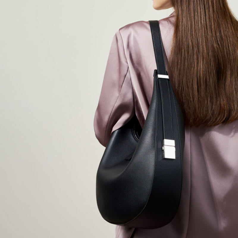 Women's Split Leather Zipper Closure Shoulder Hobo Bag