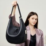 Women's Split Leather Zipper Closure Shoulder Hobo Bag