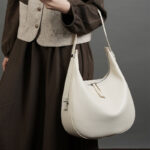 Women's Split Leather Zipper Closure Shoulder Hobo Bag