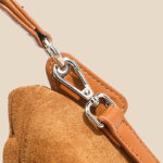Women's Suede Vegan Leather Studded Hobo Shoulder Bag with Crossbody Strap