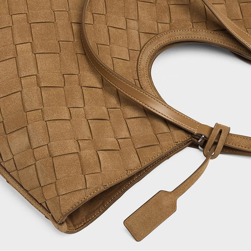 Women's Synthetic Leather Diamond Woven houlder Tote Bag with Magnetic Closure