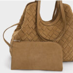 Women's Synthetic Leather Diamond Woven houlder Tote Bag with Magnetic Closure