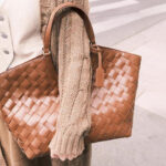 Women's Synthetic Leather Diamond Woven houlder Tote Bag with Magnetic Closure