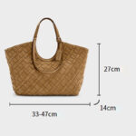 Women's Synthetic Leather Diamond Woven houlder Tote Bag with Magnetic Closure