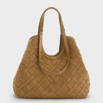 Women's Synthetic Leather Diamond Woven houlder Tote Bag with Magnetic Closure