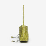 Women's Woven Vegan Leather Shoulder Bag with Inner Drawstring Pouch