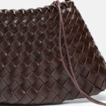 Women's Woven Vegan Leather Shoulder Bag with Inner Drawstring Pouch