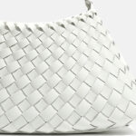 Women's Woven Vegan Leather Shoulder Bag with Inner Drawstring Pouch