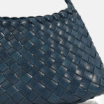 Women's Woven Vegan Leather Shoulder Bag with Inner Drawstring Pouch