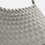 Women's Woven Vegan Leather Shoulder Bag with Inner Drawstring Pouch